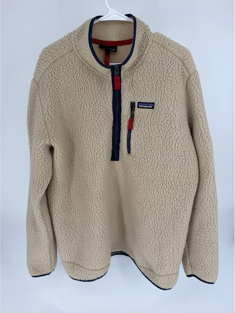 Patagonia Worn Wear Recycled Polyester Fleece Pullover Jacket XL Beige